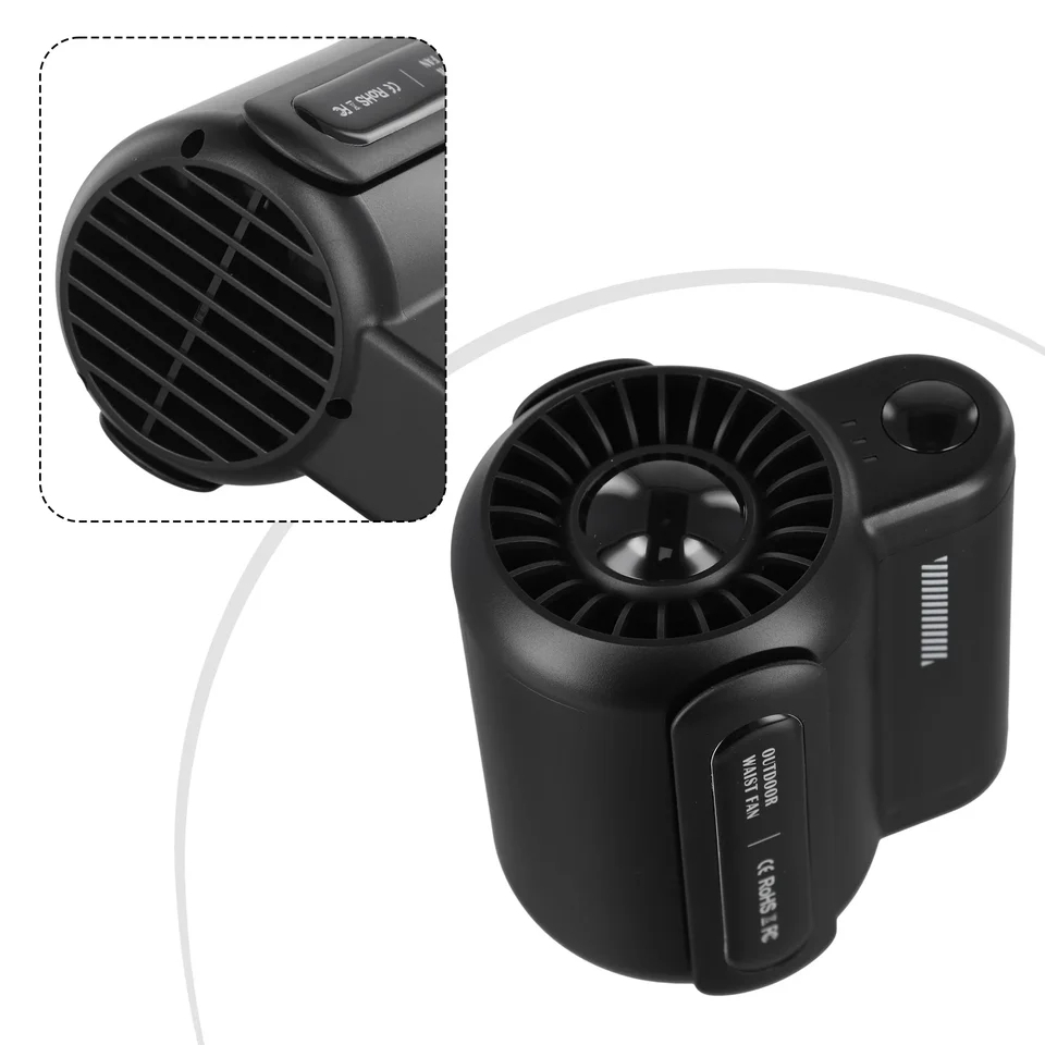 Tragbarer wiederaufladbarer Taillenventilator, Mini-persönlicher Sommer-Kühlventilator für Reisen, Outdoor-Sport, mit 4500 mAh Akku