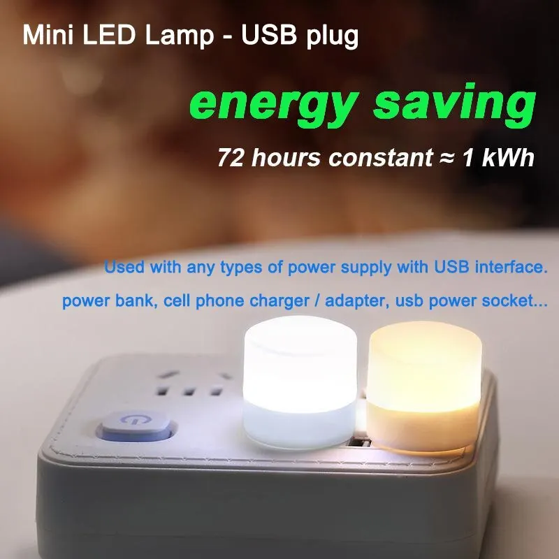 2/4/10 Pcs USB Night Light Warm White LED Plug-In Light Bulb Portable Home Environment Light Energy-Saving Reading Night Light