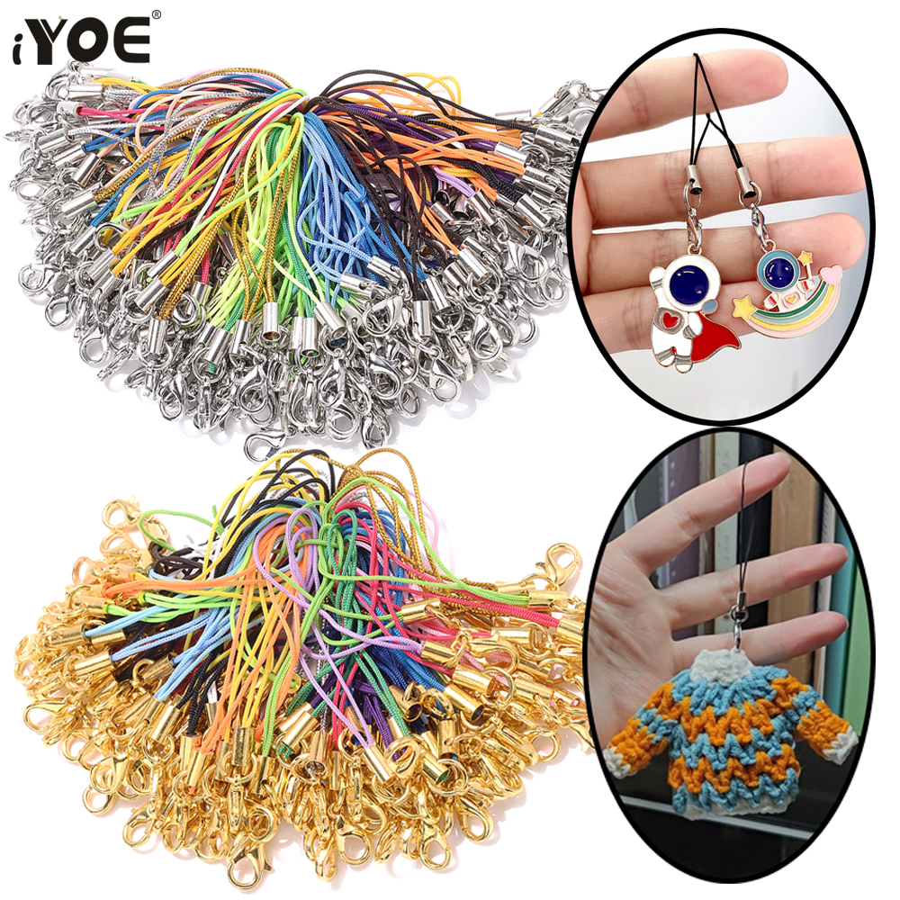 IYOE-cordón de nailon multicolor con cierre de langosta, llavero, Conector de cuerda, hilo para manualidades, bolsas de muñecas, fabricación de joyas