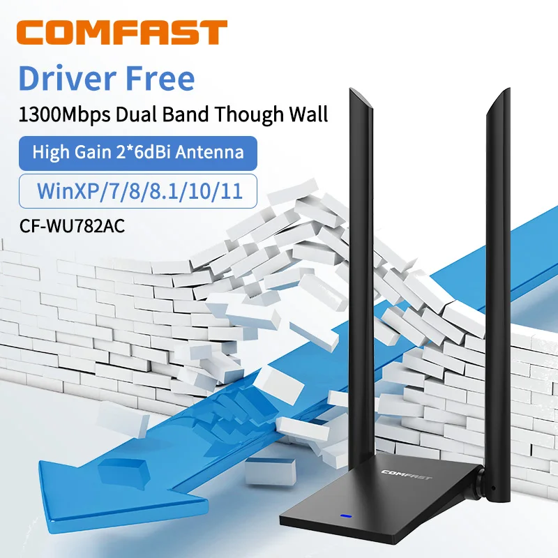 COMFAST 1300M MT7612U/RTL8814AU Сетевая карта 5,8 ГГц USB Wi-Fi приемник двухдиапазонный настольный беспроводной Linux Wi-Fi адаптер антенна