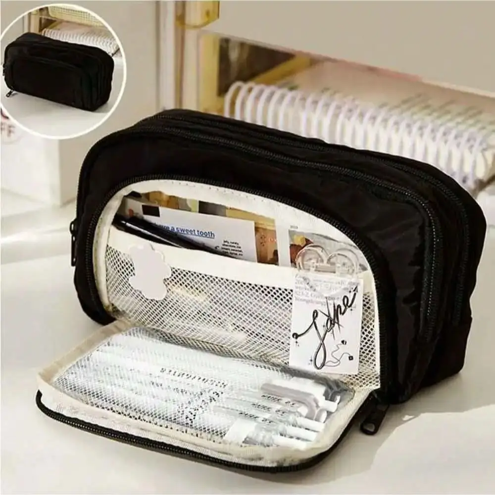 Astuccio multistrato Kawaii di grande capacità Astuccio per matite per studenti Scatola per forniture di cancelleria scolastica e borsa per il trucco