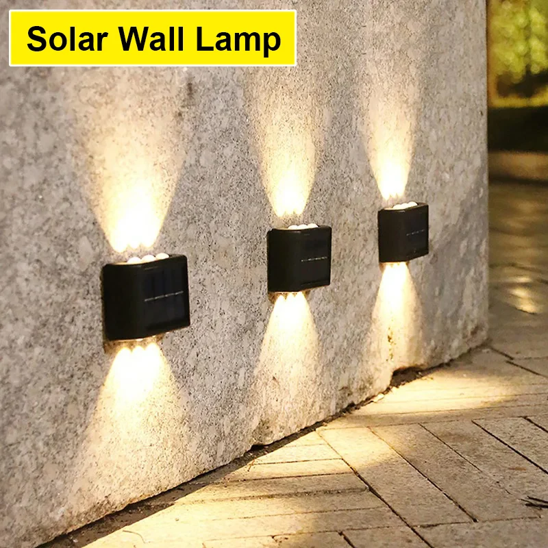 Luces LED solares de pared para exteriores, lámpara Solar Led impermeable, iluminación luminosa arriba y abajo para jardín, balcón, patio, lámparas de decoración de calle