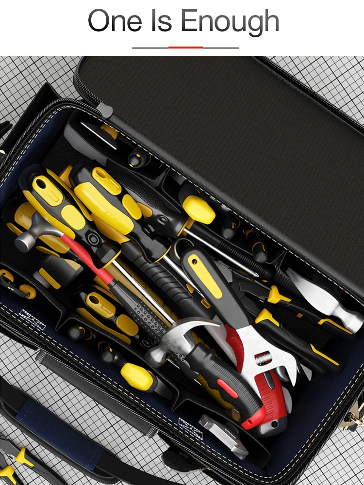 Bolsa de herramientas multifunción, bolsa de electricista de tela Oxford 1680D, bolsa de almacenamiento anticaída impermeable con múltiples bolsillos