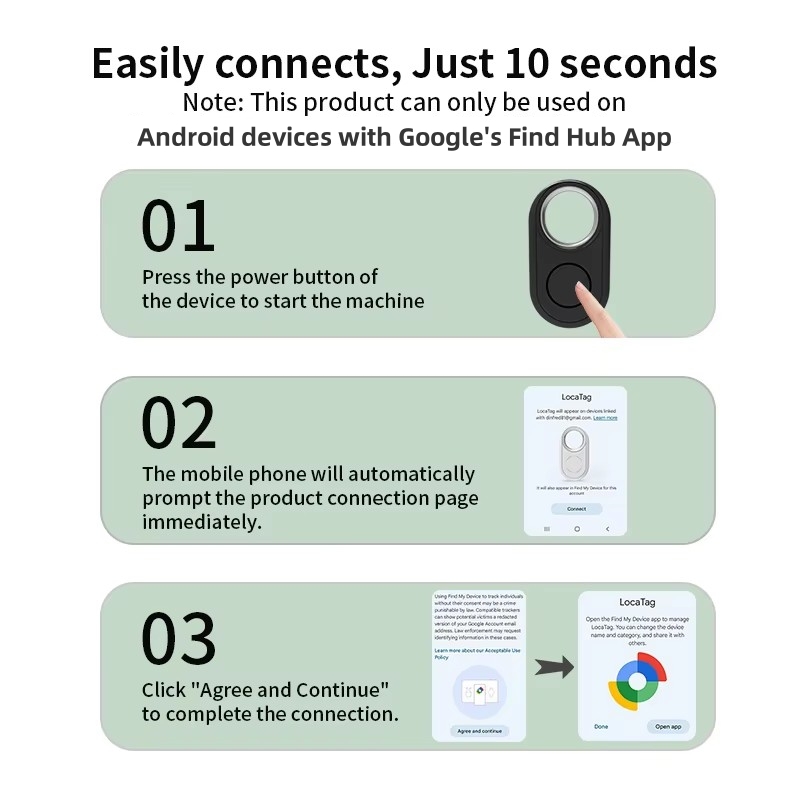RSH Location Tracker for Samsung Android Tracker Work with Google's Find Hub App Locator Finder Bag Key Anti-lost Smart Tag