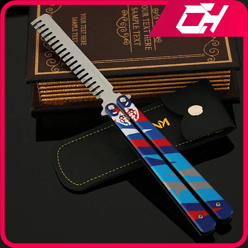 Arma Valorant, elegante peine de mariposa de Yoru, juego de cuerpo a cuerpo, periférico, 23cm, entrenador Balisong de Metal, modelo de arma, regalos, juguetes para niños