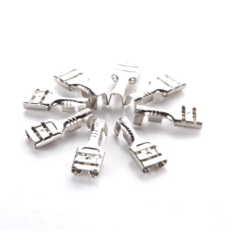 10 Uds 2,8/4,8/6,3mm gancho interruptor Terminal vaina interfaz hembra cableado enchufable Terminal de compresión en frío conector de cobre