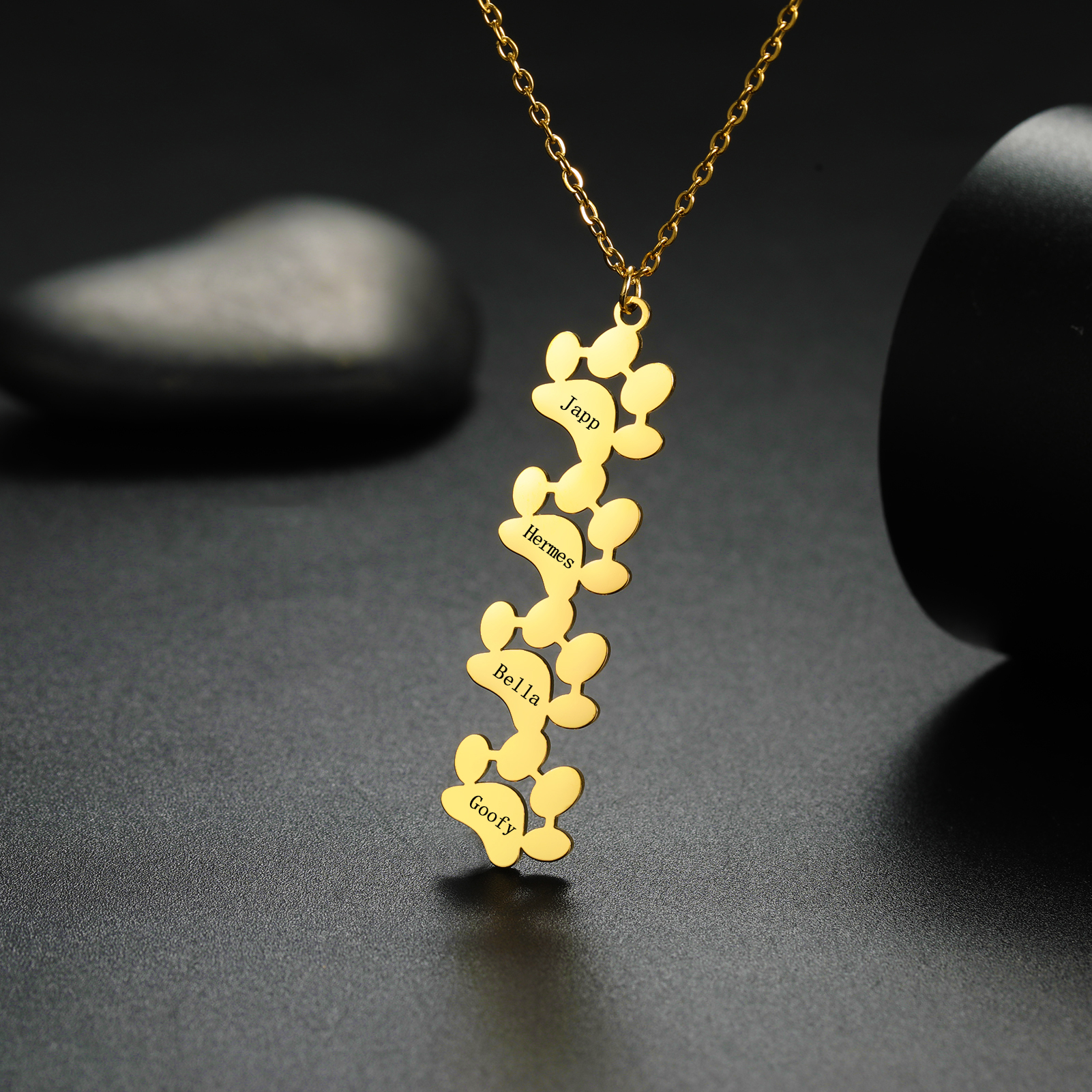 Sipuris สุนัข PAW แกะสลักที่กําหนดเองชื่อสร้อยคอผู้หญิงผู้ชายสแตนเลส Hip Hop สัตว์เลี้ยงจี้ของขวัญเครื่องประดับสําหรับคนรักสัตว์เลี้ยง