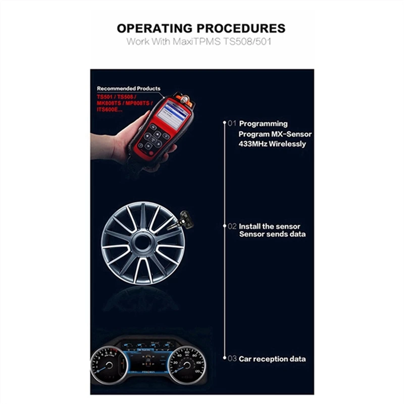8 peças sensor mx programável 315mhz + 433mhz 2 em 1 tpms monitor de sensor de pressão dos pneus para ferramenta autel ts408 ts508 its600