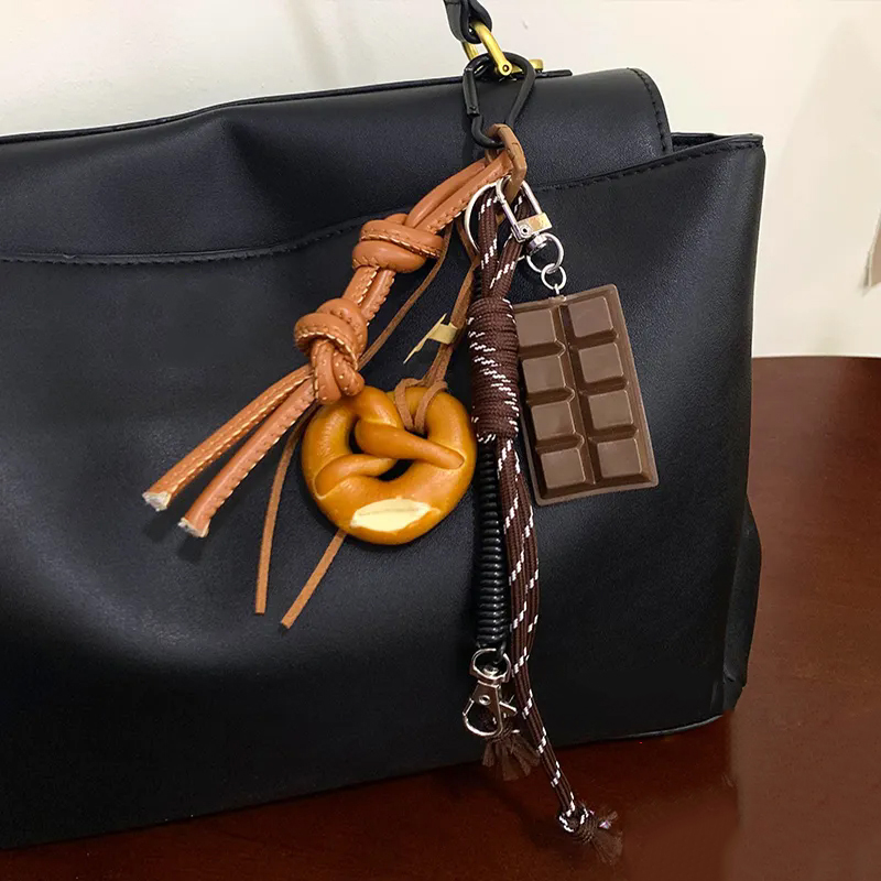 Autumn/Winter Brown Cute Alkaline Bread Korean Style INS Bag Pendant Chocolate Mountain Climbing Rope Keychain Decorative Hangin