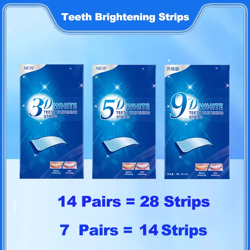 Teeth Brightening Strips for Teeth 3D/5D/9D Whitener Strips Reduced Sensitivity White Strips for Tooth Whitening