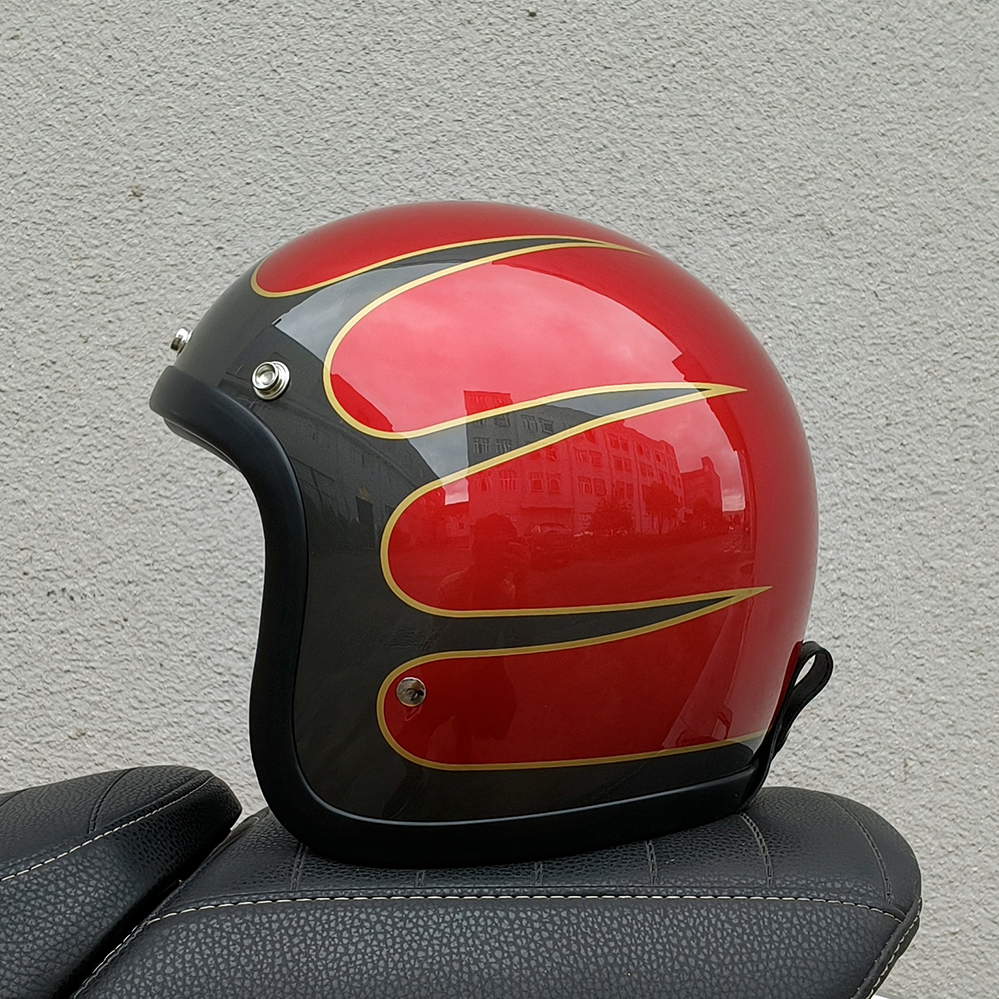 Fiberglass TT&COCASCOS Japan Technolog Motorcycle Helmet Vintage Small Shell 3/4 Jet Scooter Casque Cascos DOT ECE Approved