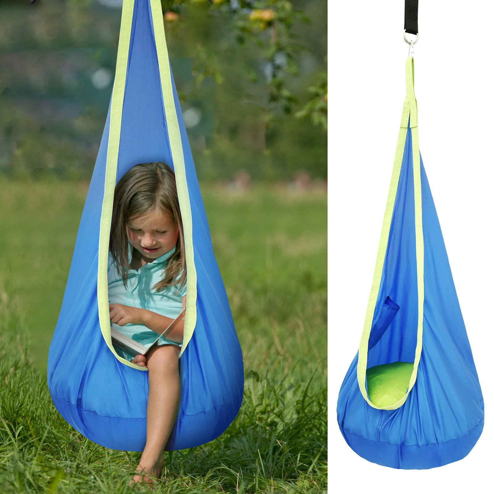 Nueva silla colgante para niños, cama columpio de tela de paracaídas portátil, modelo de patio interior con cojín inflable, silla colgante