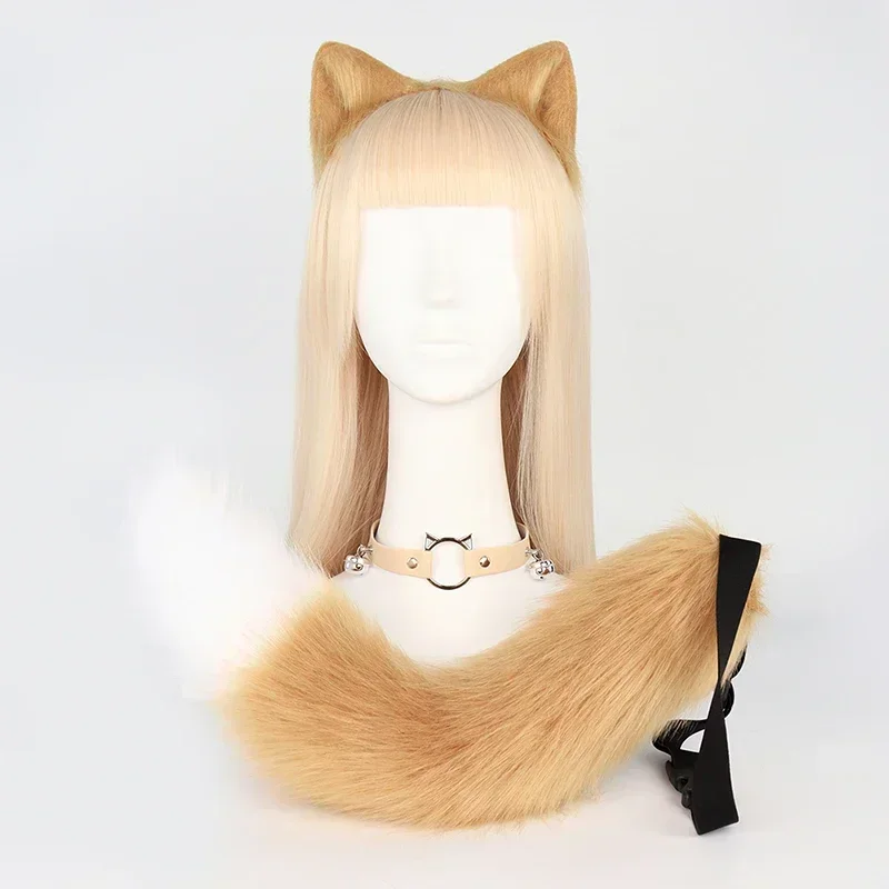Fox Tail Fox Ears Set Plus Cute Paw Gloves Cosplay Animation Exhibition Halloween Party Animal Ears and Tail Set Plush Props