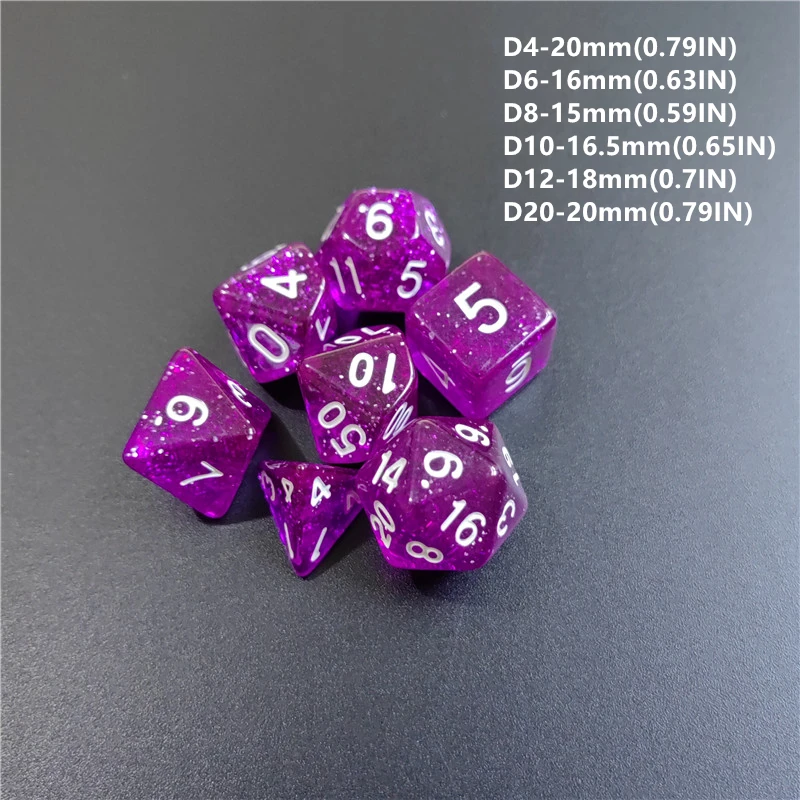 透明なフラッシュポイントタイスセット、両面ダイス、trpg、ダンジョンおよびドラゴズゲーム、アクリル、新しい、d4、d6、d8、d10、d12、d20、7 pcs、1セット
