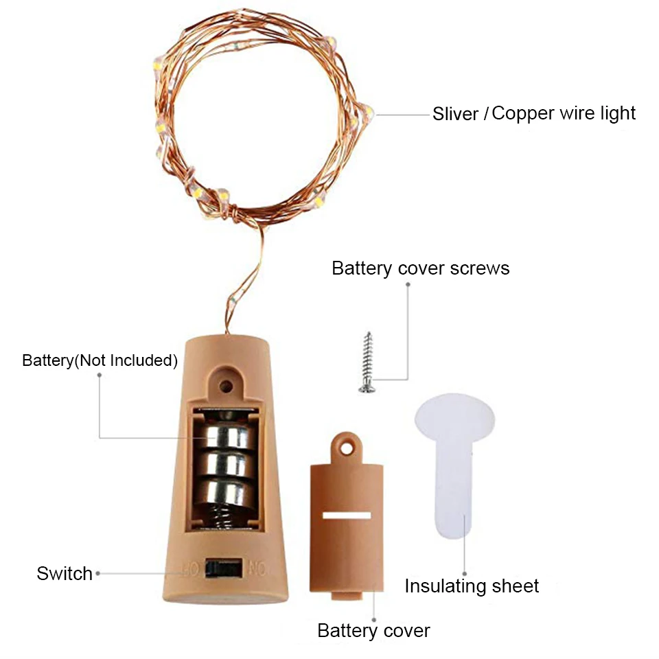 1/3/5/10/20pcs luce per bottiglia di vino con luci a stringa a LED in sughero luci fatate a batteria ghirlanda decorazione per feste di matrimonio di natale