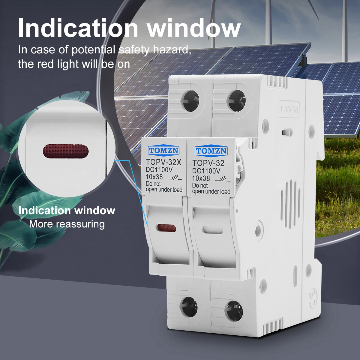 one set 1P 2P DC Fuse Holder 10*38mm High Voltage Solar PV 1100V TOMZN TOPV-30 Base Photovoltaic System Protection Protector gpV