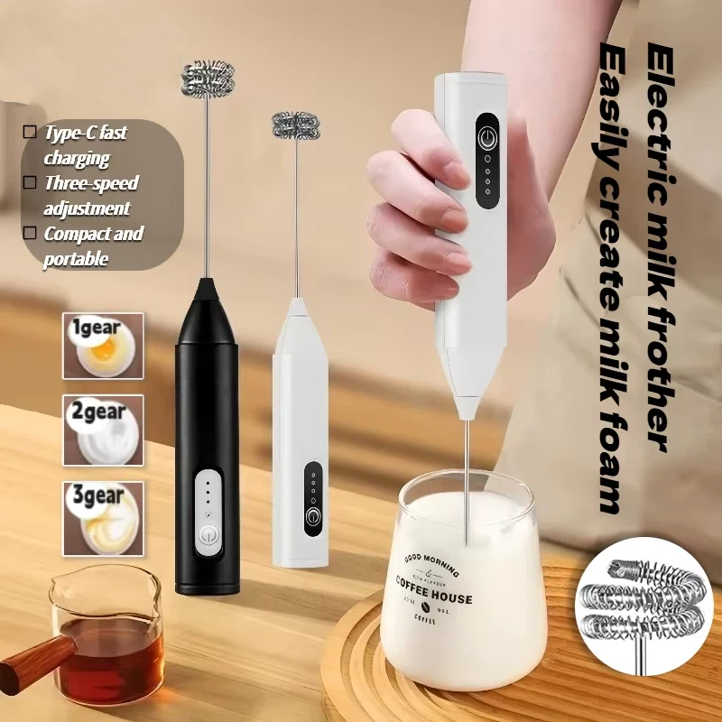 Беспроводные вспениватели молока Xiaomi, электрический USB-перезарядка, 3-скоростной ручной блендер, маленький кофеварка, пеногенератор, венчик для кофейной кухни