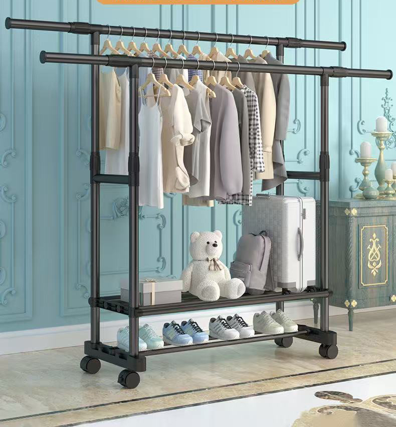 Prateleiras de pano de pé secador nórdico interior ajustável roupas rack quarto cabides dobráveis de metal