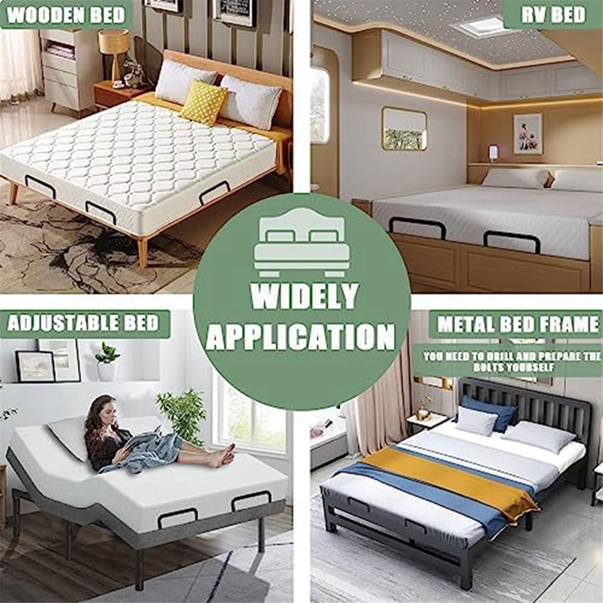 Metal Colchão Retainer Bar para camas ajustáveis, Slide Stopper, Manter Colchão de Deslizar, 2pcs