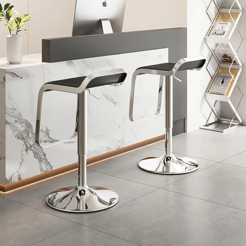 Adjustable Height Bar Stool with Backrest Swivel Pub Chair for Bar Counter Stylist Stool Strengthen Base Ergonomic Cashier Seat