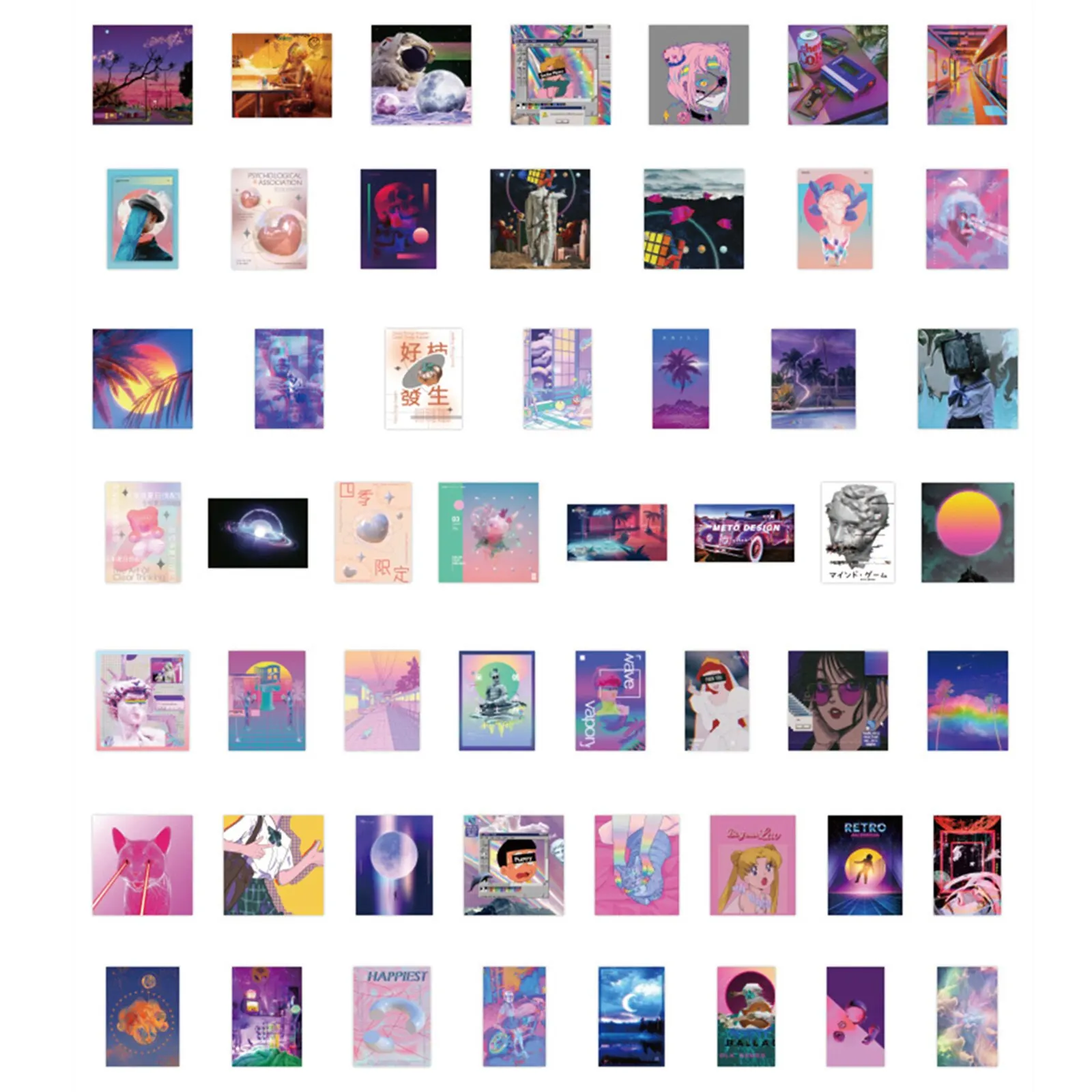 สติกเกอร์รูปคลื่นไอน้ำประสาทหลอนน่ารัก100ชิ้นสติกเกอร์เด็กผู้หญิง vsco สติกเกอร์แล็ปท็อปกราฟฟิตีรถจักรยานยนต์กระเป๋าสติกเกอร์โทรศัพท์