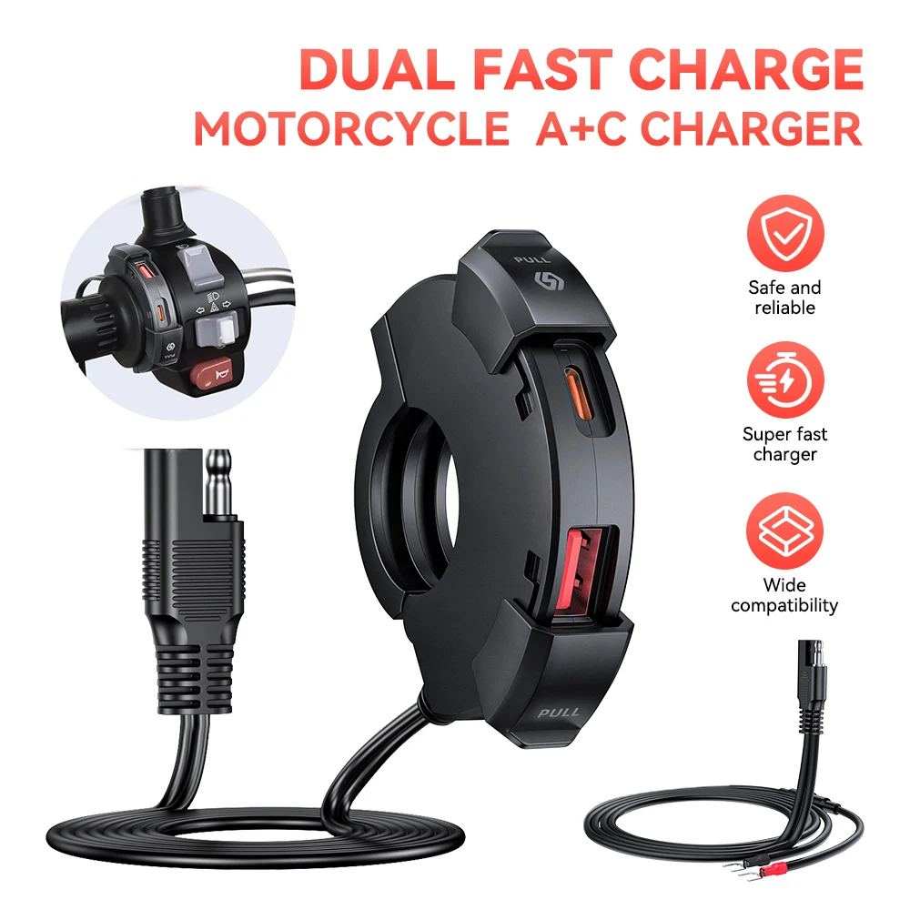 12v nova motocicleta usb carregador rápido com tipo-c porta de telefone celular tomada à prova dwaterproof água carregadores plug adaptadores para moto