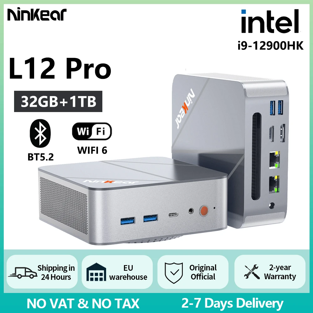 Ninkear L12 Pro Mini PC Intel i9-12900HK Windows 11 32 GB DDR4 1 TB SSD WiFi 6 BT5.2 Tri-Display MiniPC Computer desktop