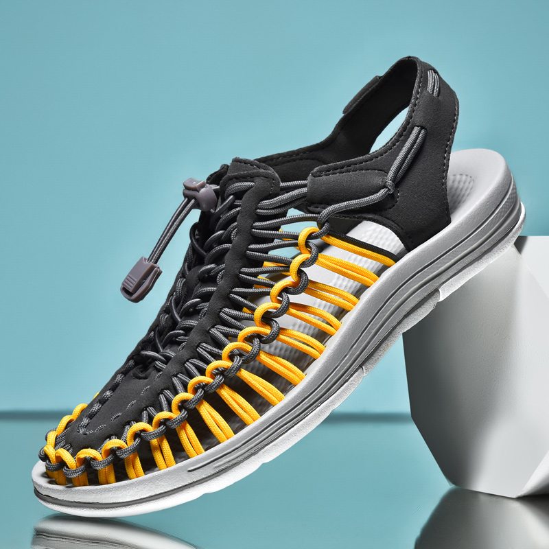 Sommer Männer Sandalen Frauen Hausschuhe Weben Design Strand Sandalen Atmungsaktive Casual Flache Sandalen Outdoor Paare Sandalen Größe 48