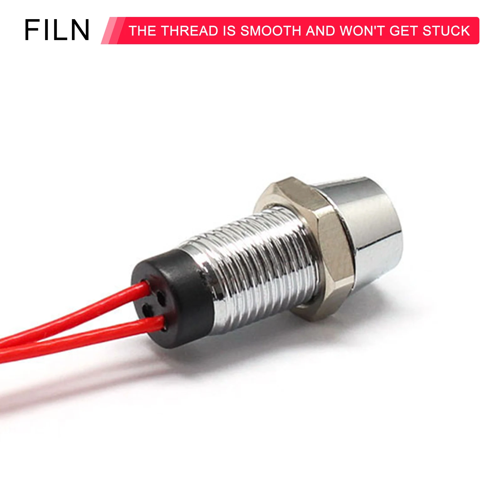 FILN 8 ミリメートル 12 ボルト金属 LED パイロットパネルダッシュ信号インジケータ警告灯 20 センチメートルケーブルクローム仕上げ車ボートマリン