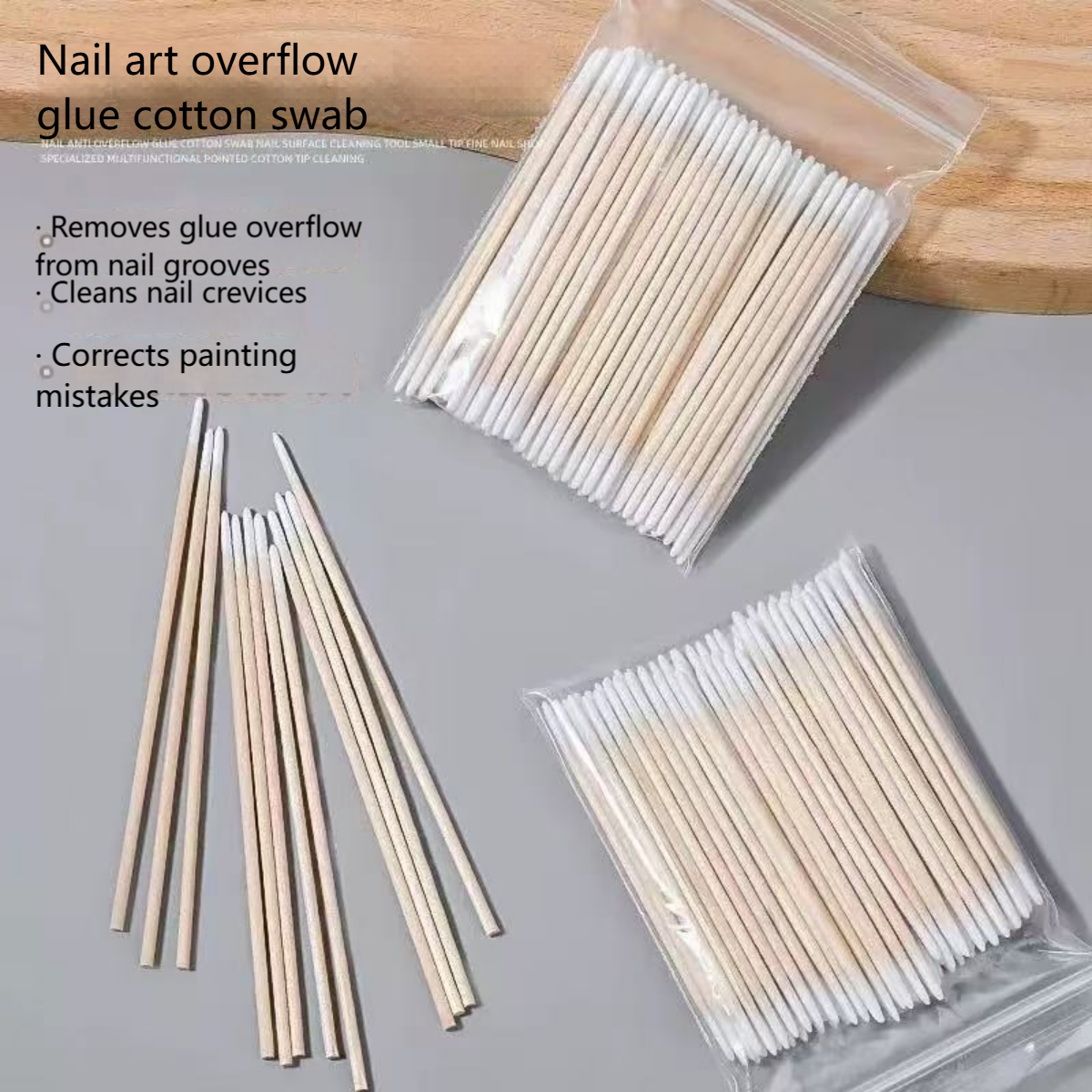 100/300/500 ongles pointe en bois coton-tige bourgeons jetable Ultra-détail correcteur dissolvant de vernis à ongles bâtons propres outils de manucure