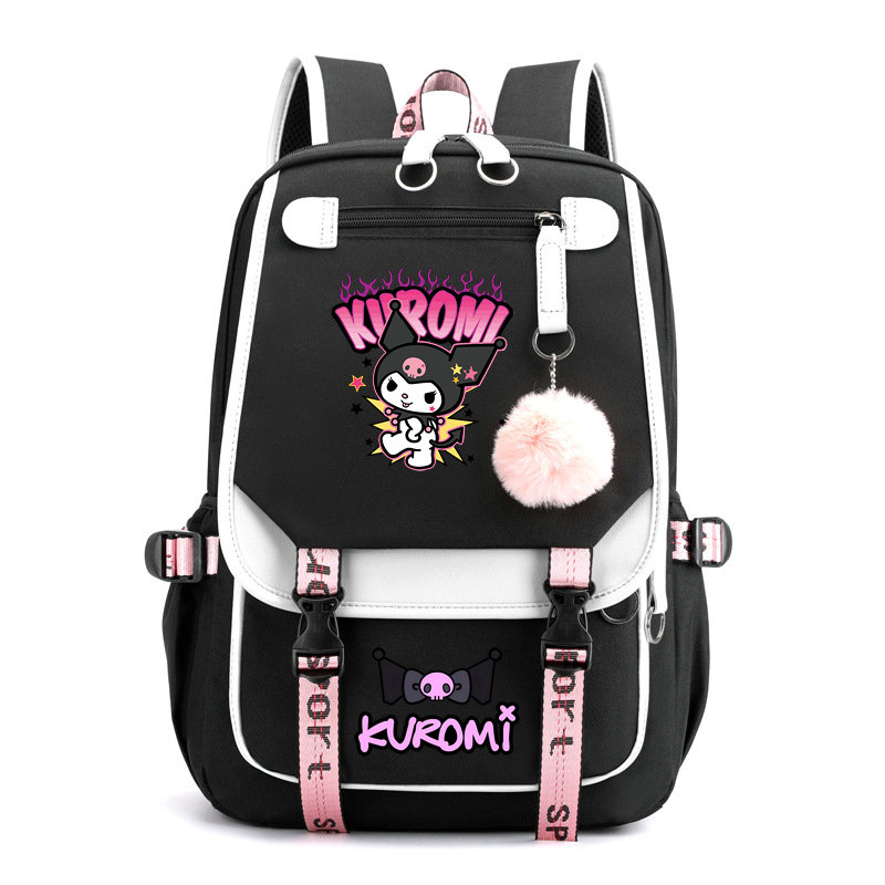 MINISO Kuromi-mochila escolar para estudiantes, morral informal de gran capacidad, para escuela primaria