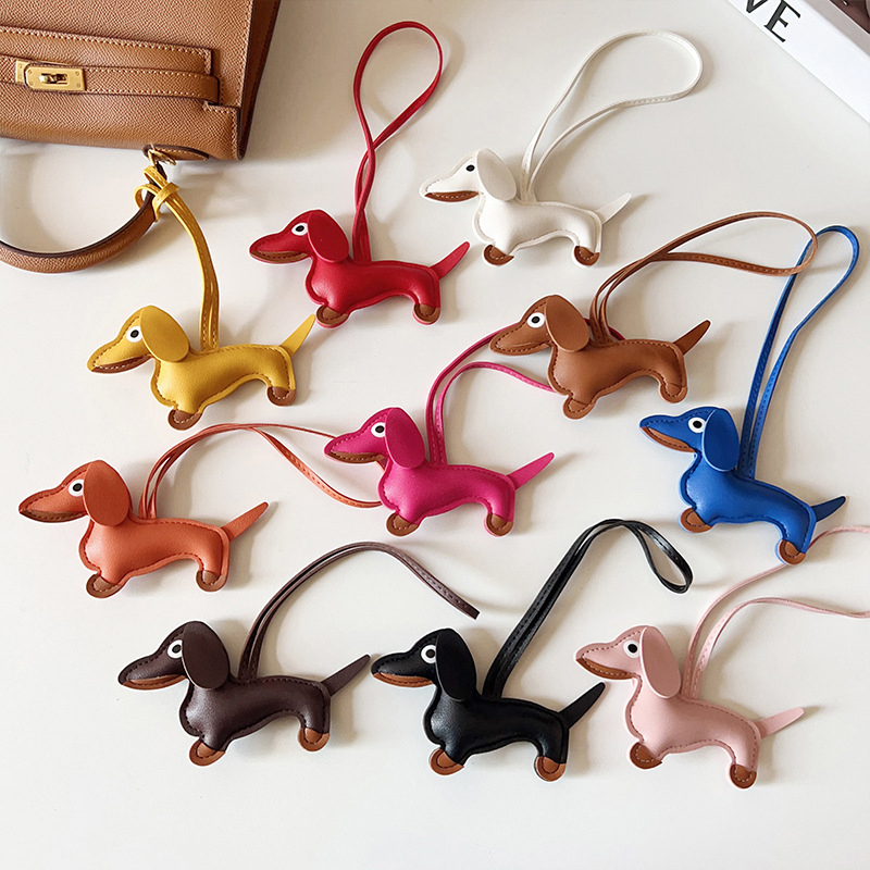 หลายสีคลาสสิกหนังลูกสุนัขสุนัขพวงกุญแจจี้น่ารัก Dachshund กระเป๋า Charm จี้โทรศัพท์ Trinket Key Ring อุปกรณ์เสริม