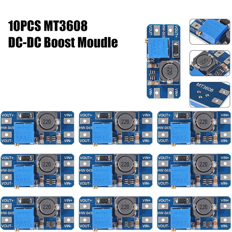 5-10 Uds MT3608 módulo elevador ajustable regulador de voltaje enchufe Micro/TYPE-C 2V-24V a 5V-28V 2A convertidor de refuerzo de DC-DC elevador