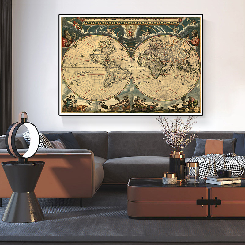 150*100cm 중세 라틴 포르투갈어 장식 벽 아트 포스터 거실 홈 장식 학교 용품과 빈티지 세계지도