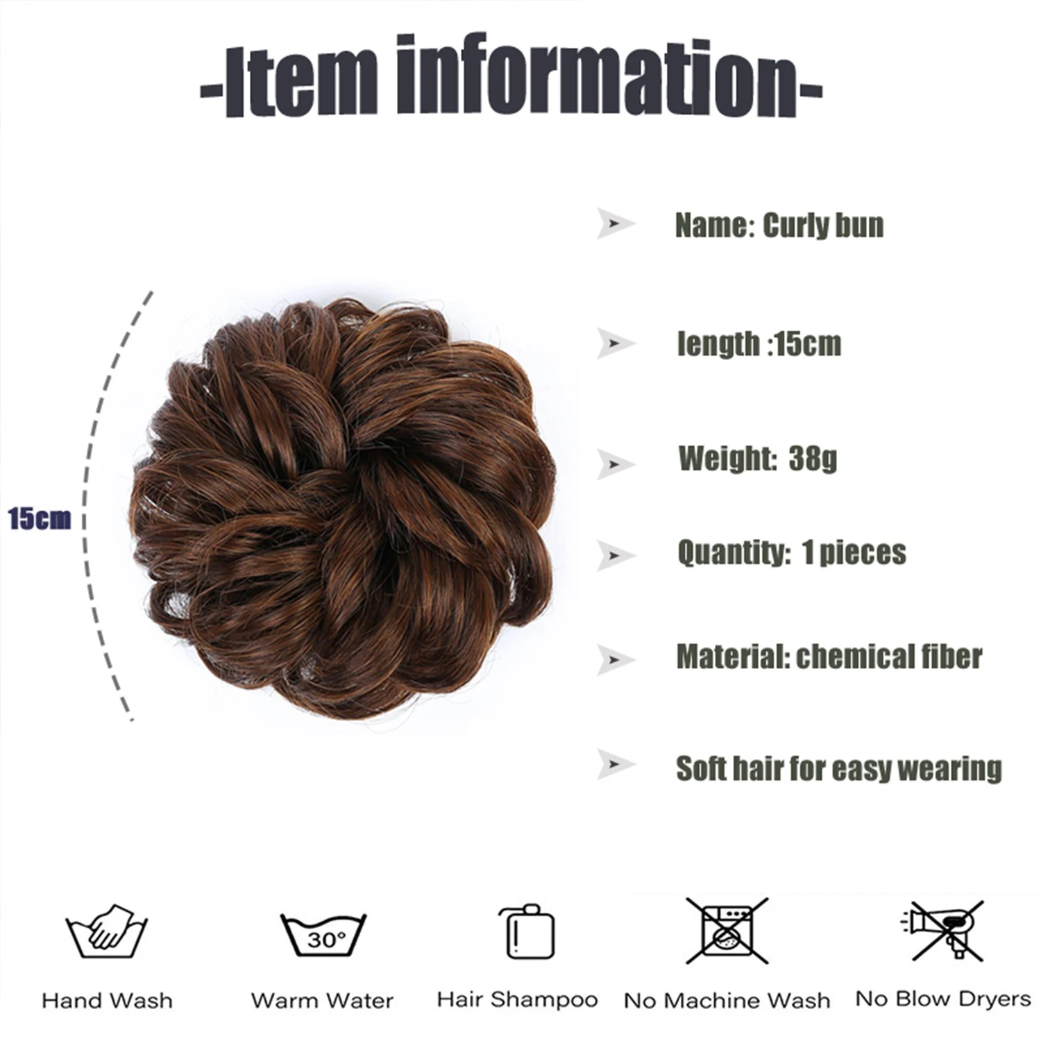 Allaosify 합성 헤어 번 여성용 천연 곱슬 머리 헤어피스 헤어 익스텐션 핑크 레드 블랙 Chignon With Rubber Band