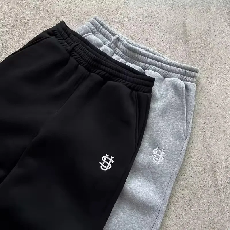 Y2k carta zíper hoodie das mulheres dos homens harajuku moda carta bordado calças retro oversized moletom com capuz zíper 2 pçs conjuntos