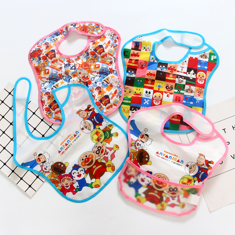 2PCS Anpan Bab man Bib light soft large washable baby Feeding Anti-dirty Eating Drool Towel Auxiliary food rice pocket cartoo