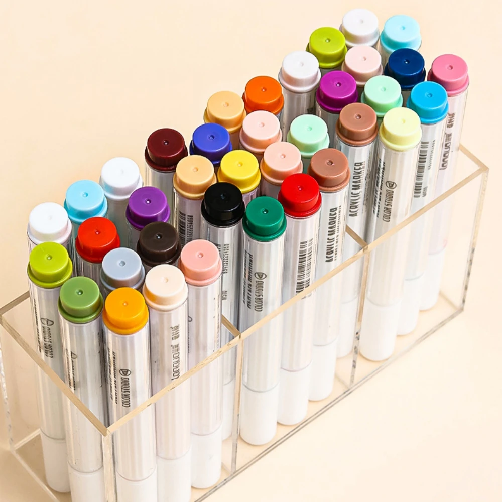 Languo Acryl Marker Pen Zachte Kop voor Kunstenaar Rock Schilderen Glas Keramiek Stof Diy Ambachten Student Graffiti Acrylverf Pennen