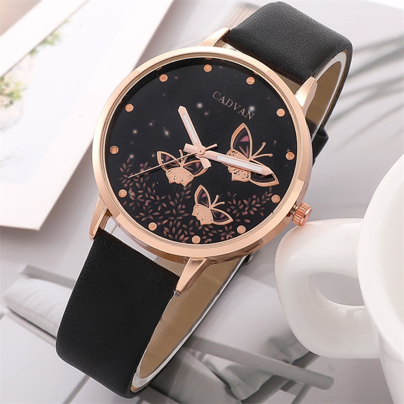 Conjunto de 6 piezas para mujer, relojes de mariposa a la moda, reloj de pulsera analógico informal Simple, regalo de pulsera sin caja