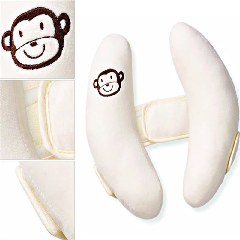 Travesseiro pescoço para carrinho de bebê, travesseiro protetor de cabeça, design banana, para dormir, com flor dos desenhos animados