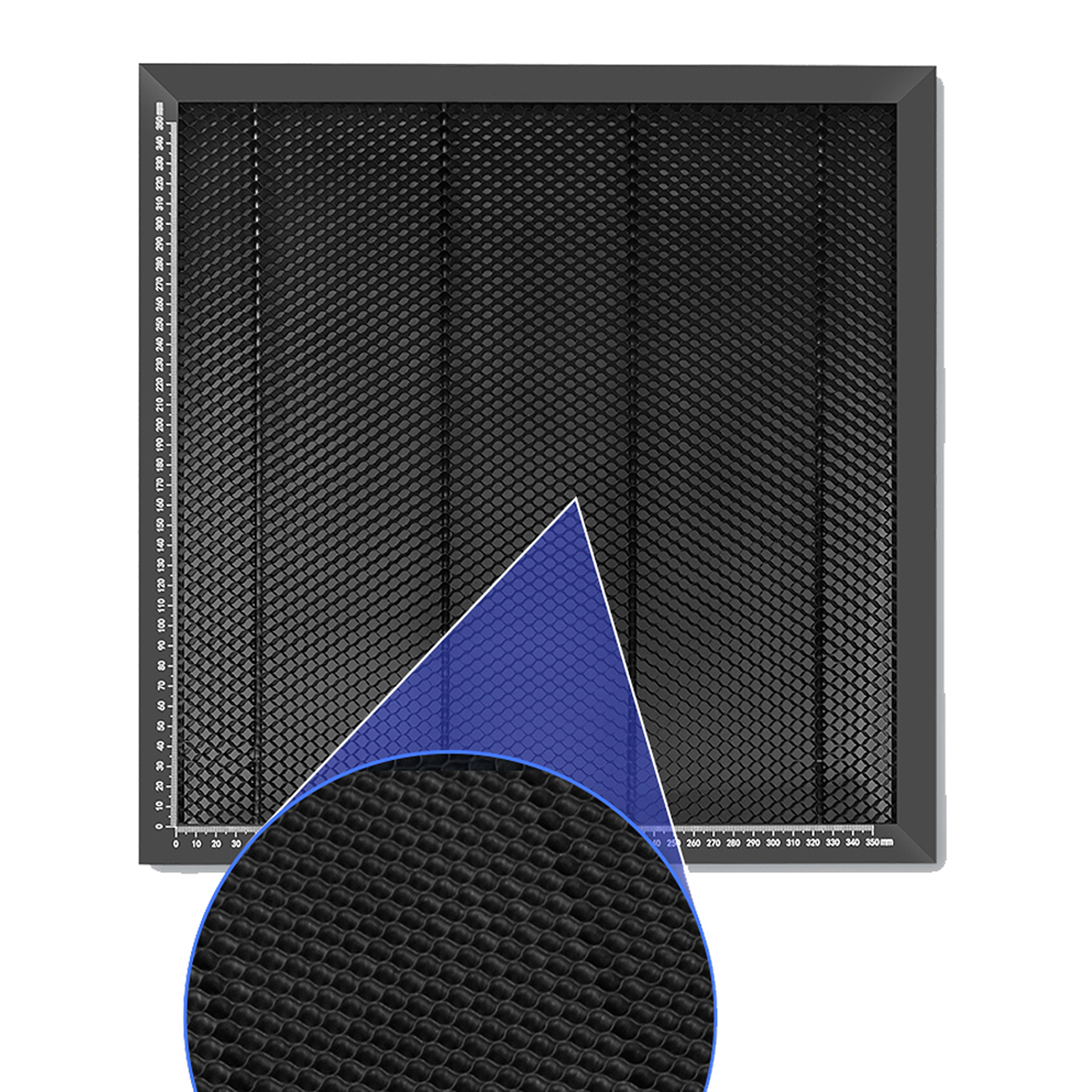 Lasergravierer, Waben-Arbeitstisch, Ganzmetallstruktur, Stahlplattenplattform mit Messung, 400 x 400 Arbeitsbereich