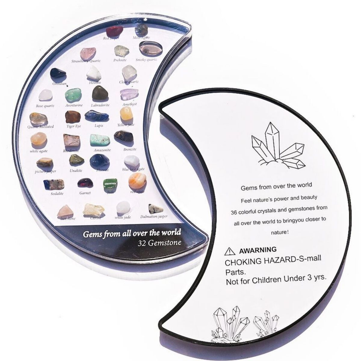 36/32 Assorted Natural Gem Sets NEW Crystal Rock Collection Natural Crystal Stones Mineral Rock Specimen Reiki Healing