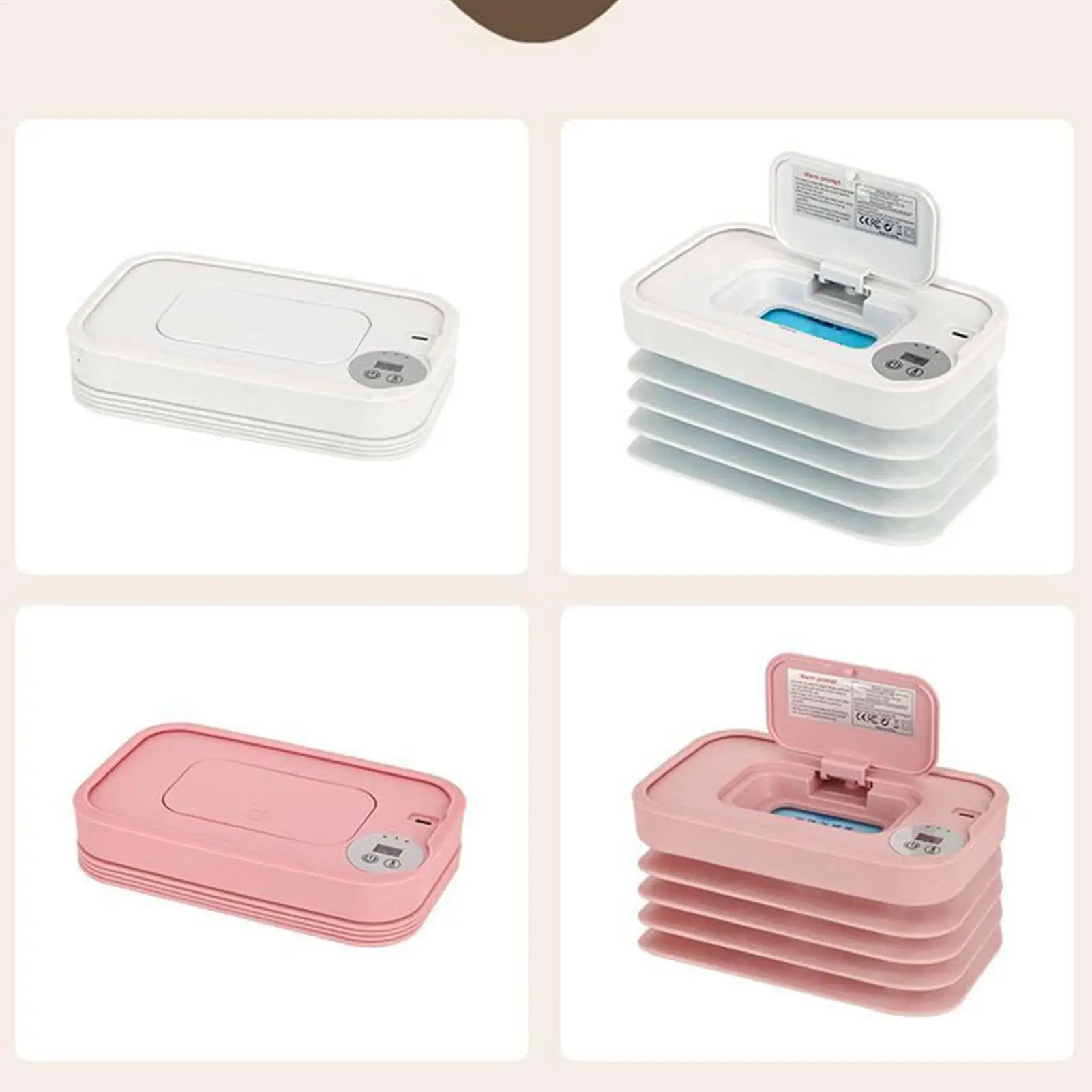 Baby-Feuchttücherwärmer, zusammenklappbarer Windeltücherwärmer und Spender für Reisen, USB-Aufladung, Babyzubehör für Camping, Auto, Straßenausflüge