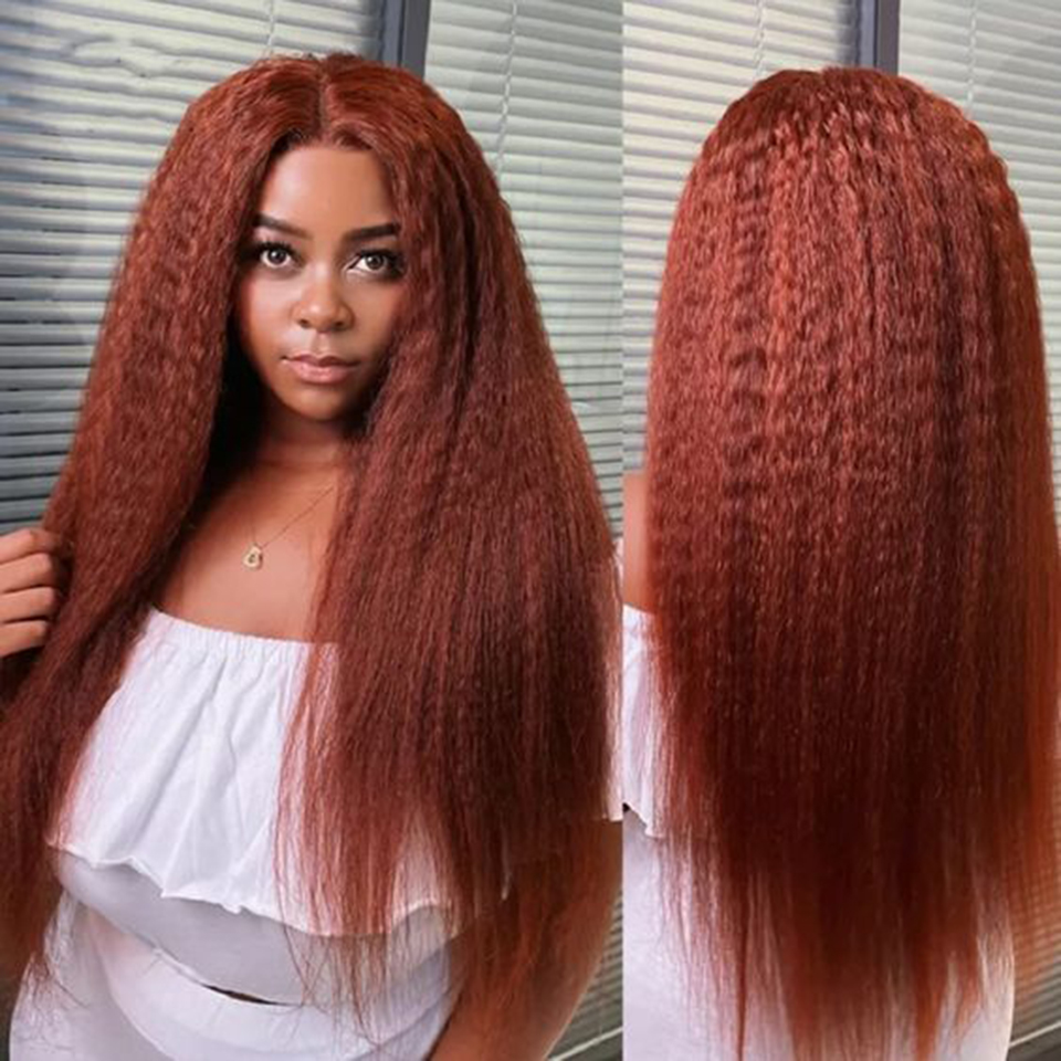 Lace Front Curly Perucas com HD Glueless, peruca pré-arrancada, peruca frontal de renda, avermelhada, marrom, perverso, reto, desgaste colorido, 13x6