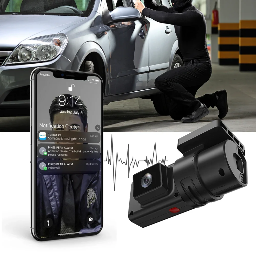 JC181 Mini Dual Dash Cam 4G DVR WiFi USB Câmera rotativa para carro 1080P GPS Evento Vídeo G-Sensor Corte de combustível