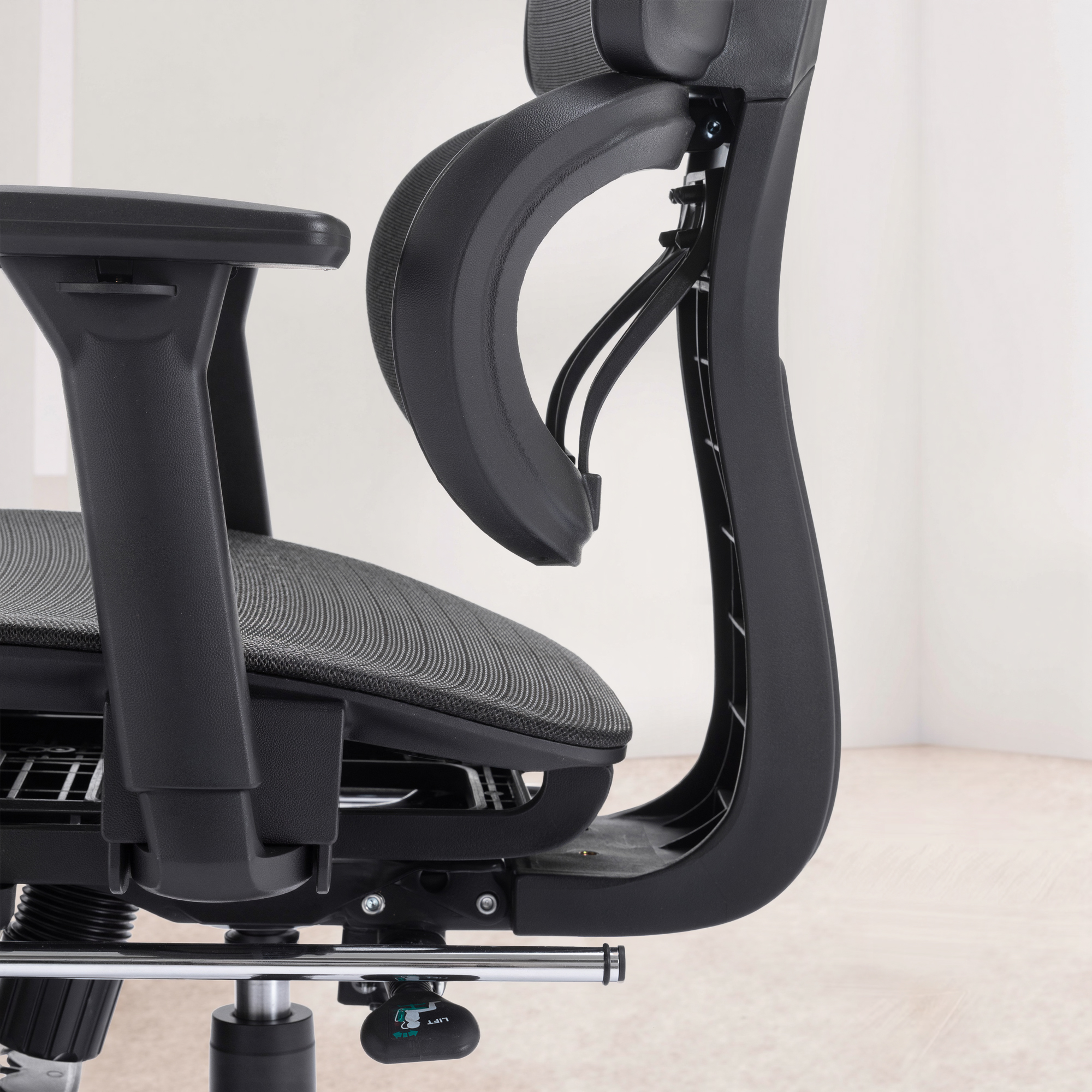 VECELO Ergonomic Office Chair Adjustable Lumbar Support Black Office Mesh Chair with Padded Arms Headrest Footrest