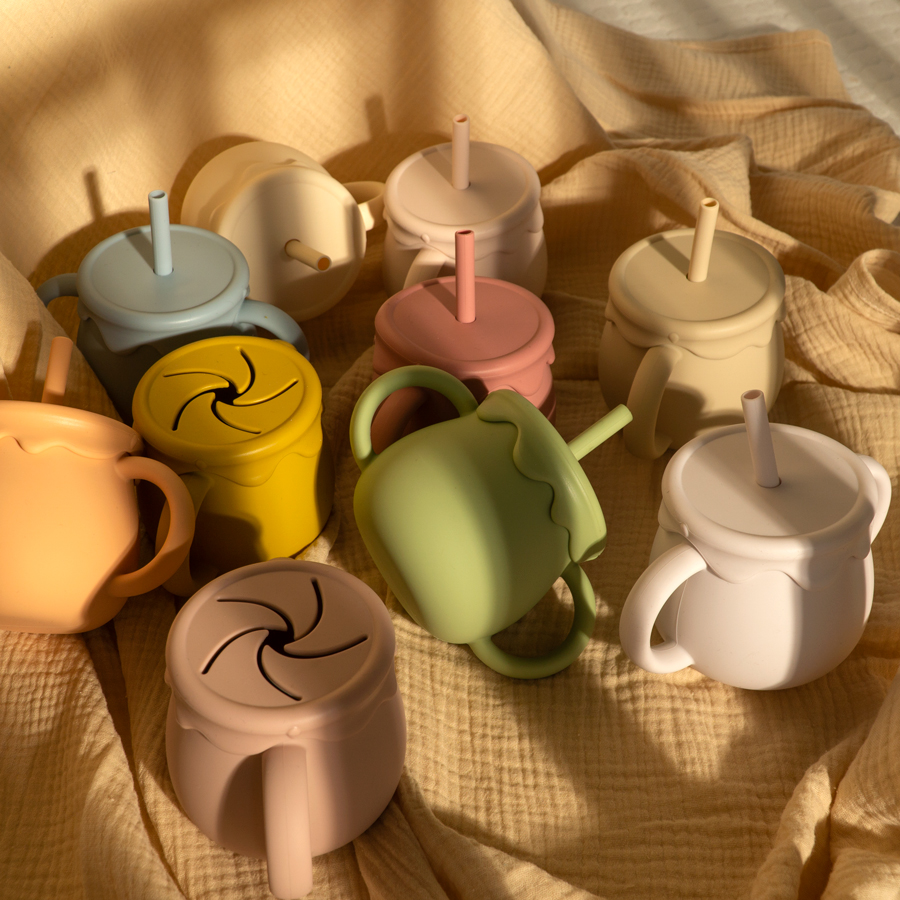 ถ้วยให้อาหารเด็กแบบพกพา Drinkware ถ้วย Sippy Solid อาหารถ้วยขนมเด็กวัยหัดเดินการเรียนรู้ถ้วยทารกแรกเกิดอุปกรณ์