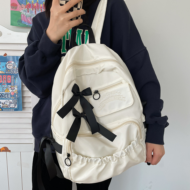 Fashionable Backpack with Large Capacity Bow Tie Backpack Cute New Book Bag for Teenage Girls Sponge Compartment