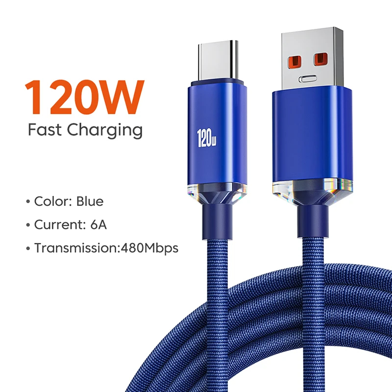 Kabel USB typu C o mocy 120 W i 6 A do telefonów komórkowych Xiaomi 13 Samsung S23 Realme Kable USB typu C do szybkiego ładowania danych Przewody do szybkiego ładowania danych