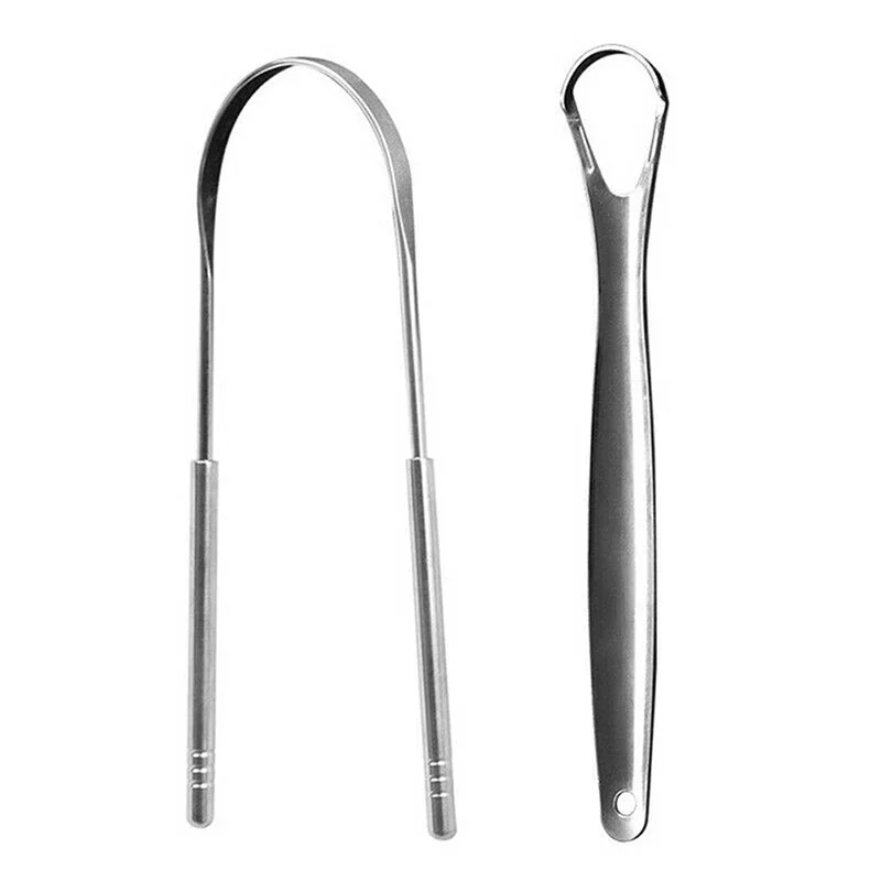 Portable Single Layer Tongue Scraper Reusable Stainless Steel Oral Mouth Brush Case Non-slip Handle Tongue Scraper Tongue Clean